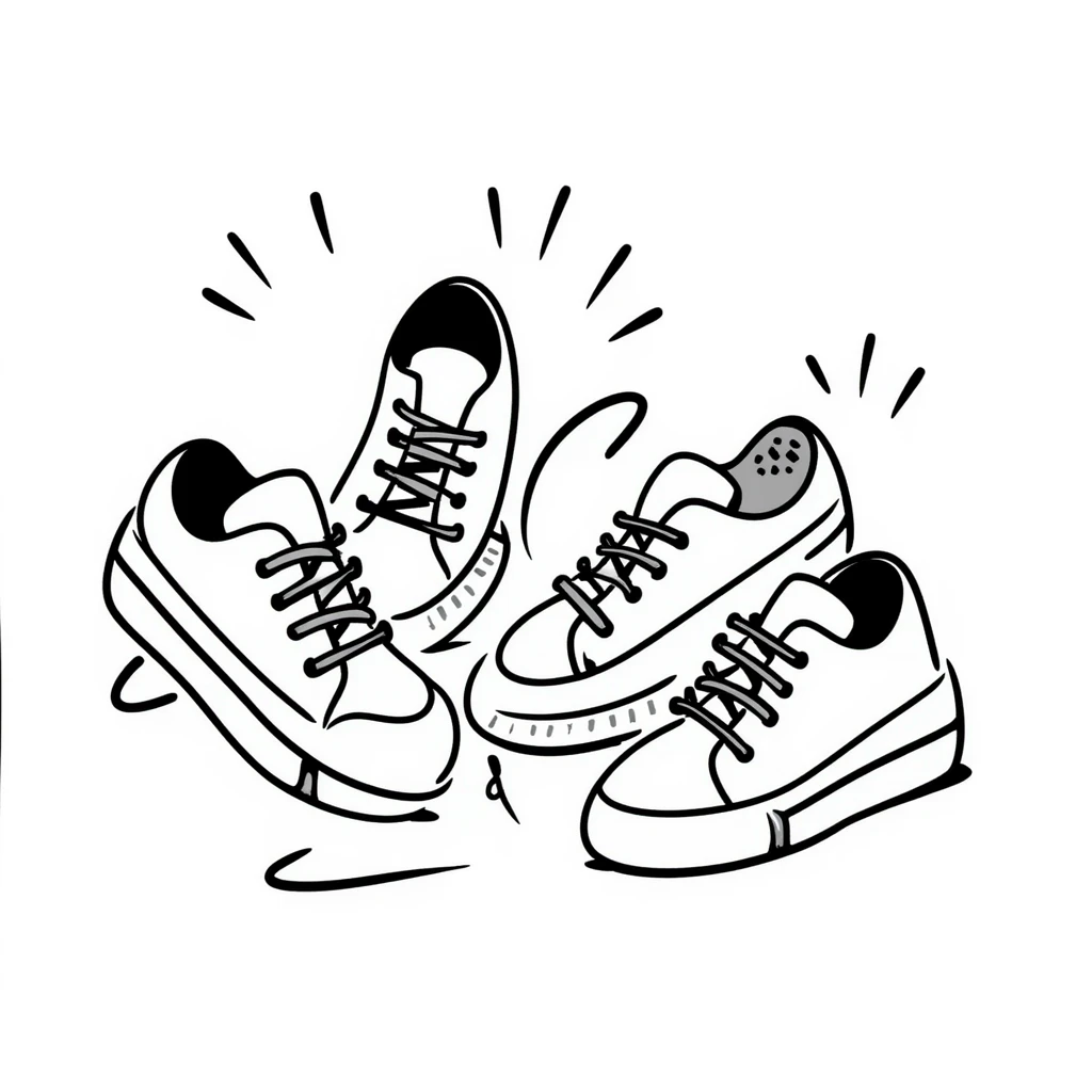 Canvas sneakers/casual shoes in pastel colors (dd9fb0, ffc6d3, a3bfc9, c4bee2, f1b091), hand-drawn doodle style emoji