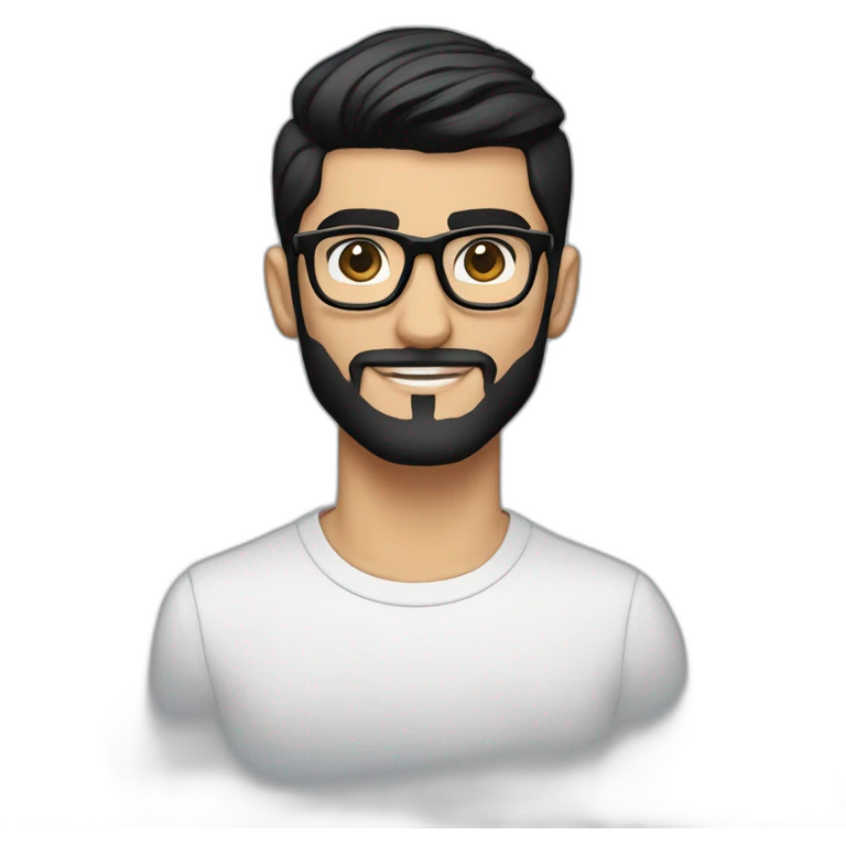zayn malik with a perfectly groomed black beard and sleek black hair, confidently sporting a stylish pair of spectacles emoji