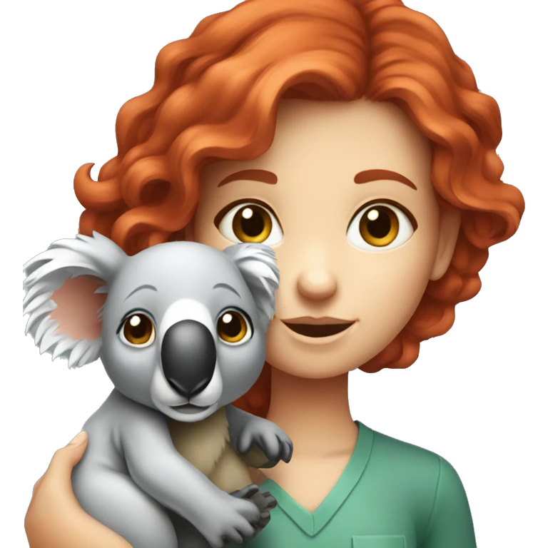 red hair australian girl holding a koala emoji