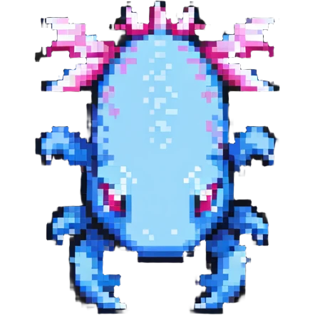 Minecraft axolotl with authentic blocky style and proportions, pixel art emoji