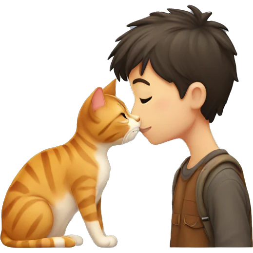 Boy kissing cat emoji