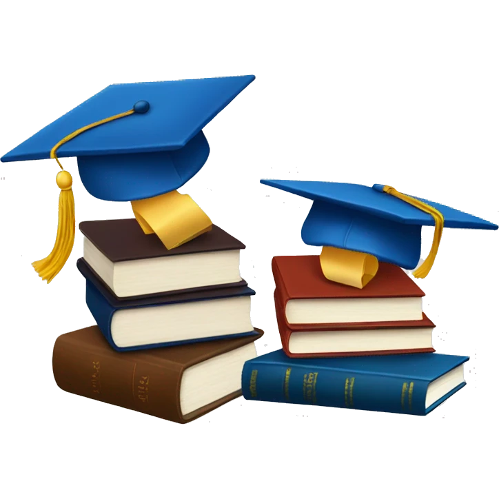Books and blue graduation hat emoji