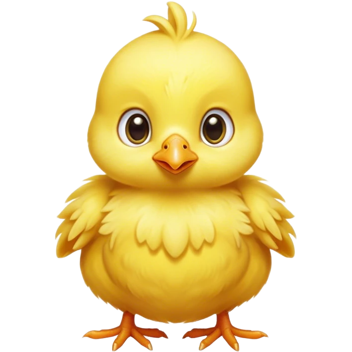 Cinematic Noble Yellow Baby Chicken Portrait Emoji, Poised and regal, with a tiny, fluffy build and a vibrant, well-groomed bright yellow downy coat, deep-set soulful beady eyes, Simplified yet sharp and sophisticated features, highly detailed, glowing with a soft, dignified glow, high shine, intelligent and charming, stylized with an air of youthful elegance, focused and attentive, soft glowing outline, capturing the essence of a watchful and confident little chick, so majestic it feels as though it could peep out of the screen with effortless authority! emoji