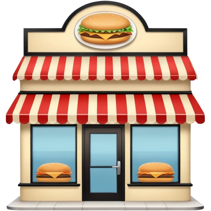 front of fast food building with awning, windows, and a glass door in the center. The building is a creme color with no decorations emoji
