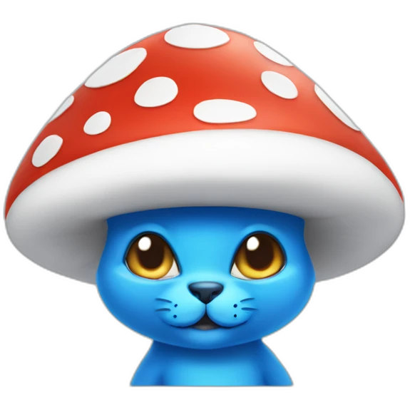 Smurf blue cat mushroom hat emoji