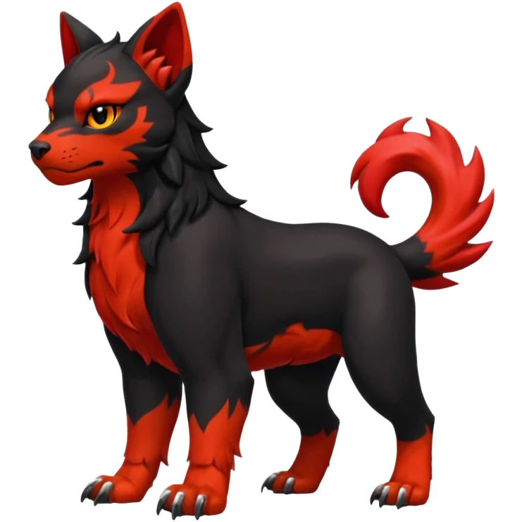 Elemental cool badass fierce realistic bulky evil Houndour-Litten-Sprigatito-hybrid-fusion-creature (full body) emoji