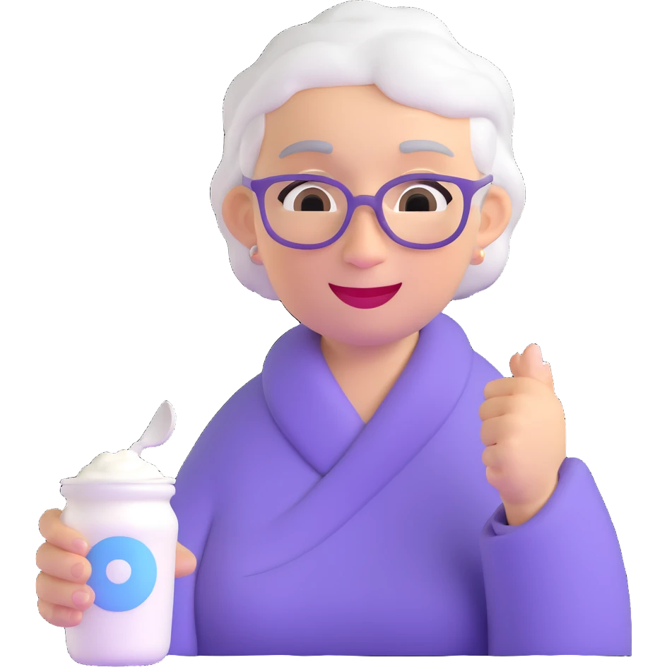 grandmother offering yogurt emoji