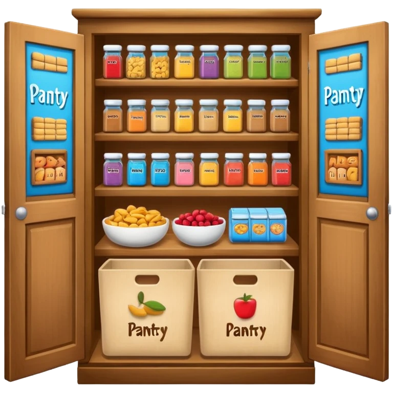 A snack pantry with the words The Pantry written on the front of it  emoji