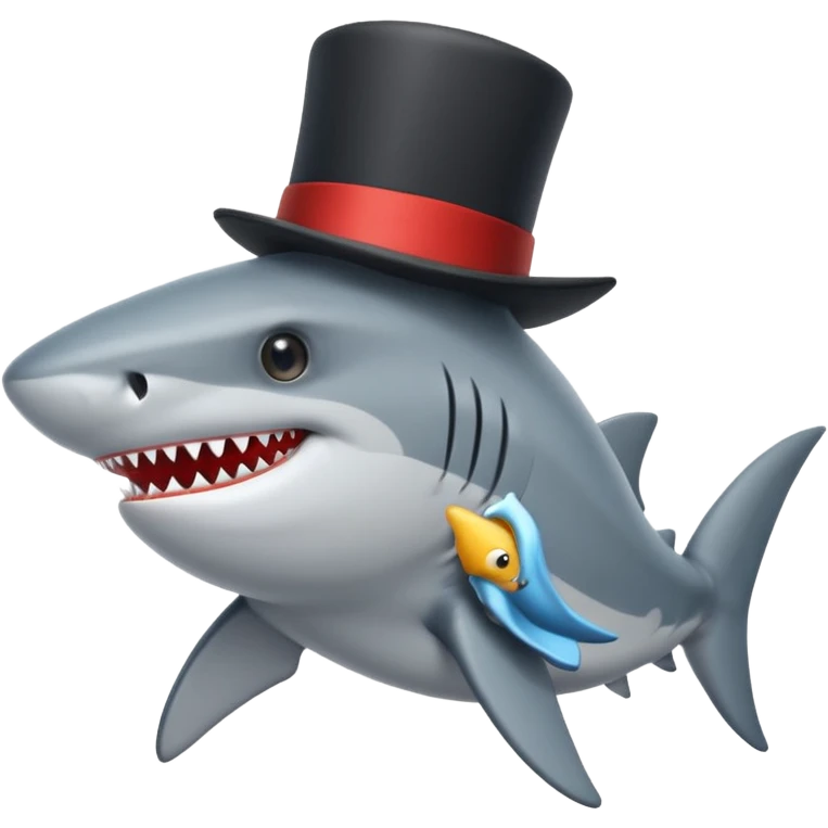Shark with a top hat emoji