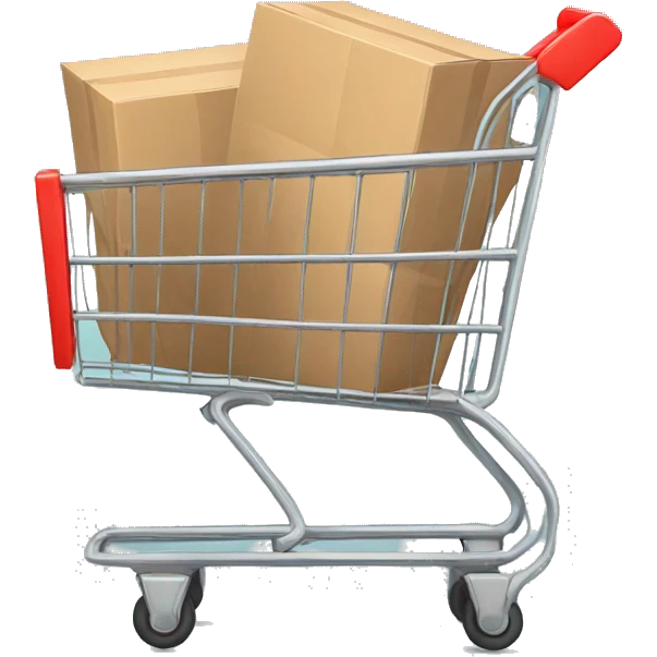 shopping cart with boxies emoji