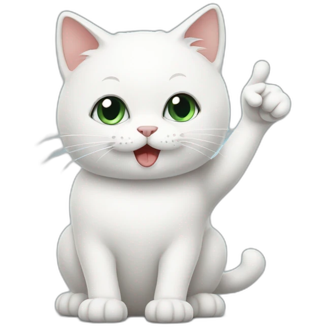 White cat gives a thumbs up emoji
