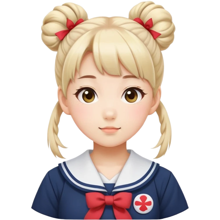 Super kawaii Japanese schoolgirl with high double bun hairstyle wearing Japanese sailor school uniform emoji