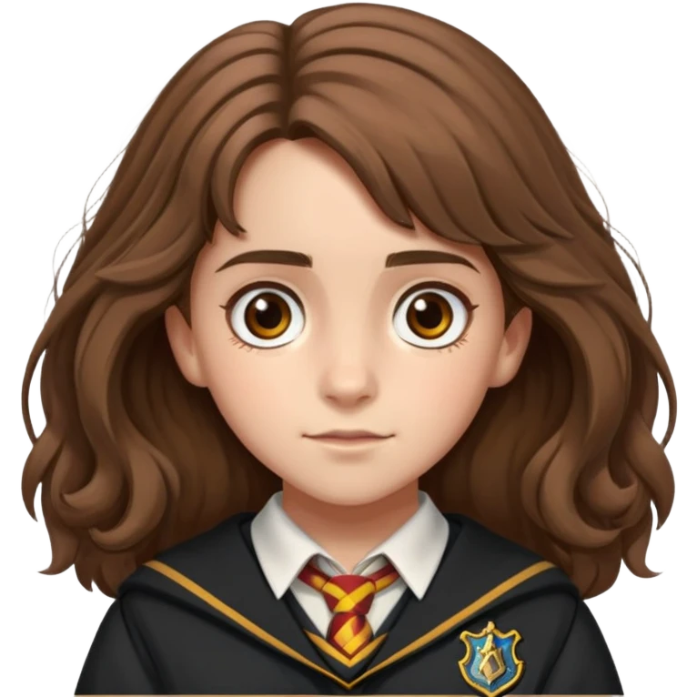 Hermione Granger portrait with bushy brown hair and Hogwarts uniform emoji
