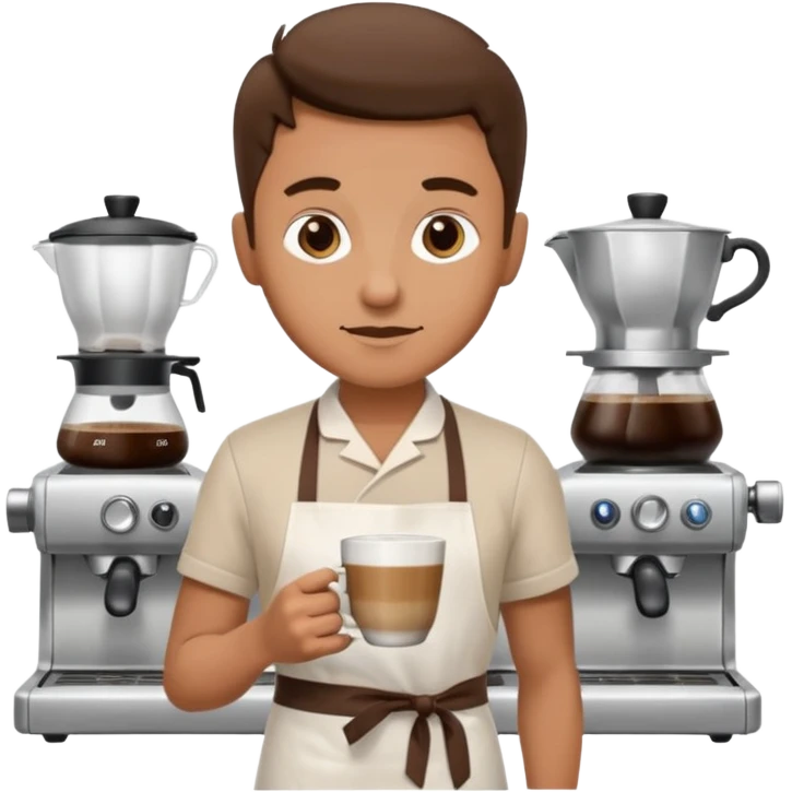 Белый бариста делает кофе emoji