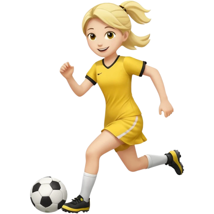 kids play soccer in yellow dress emoji