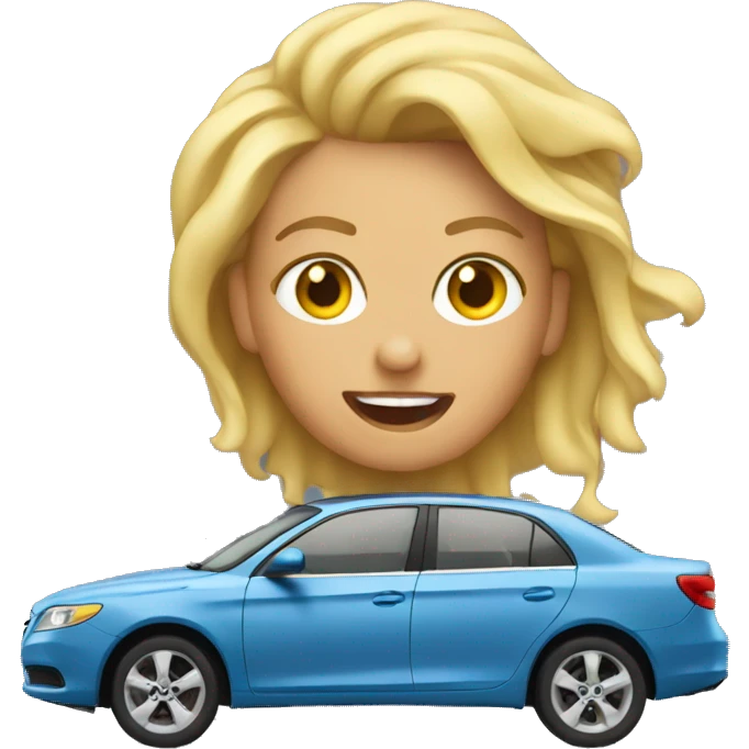 Woman emoji crashing a car emoji