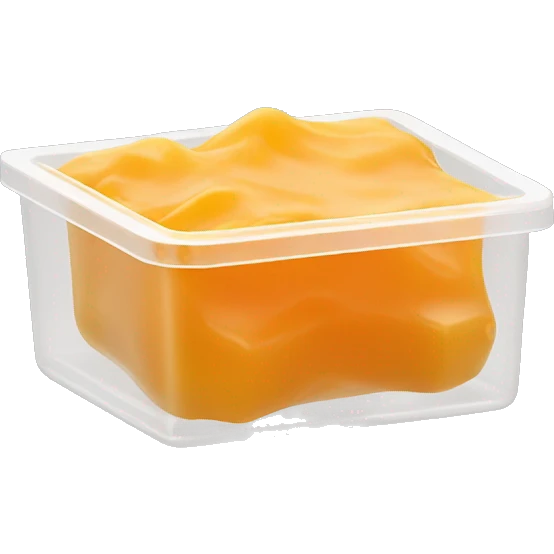 yellow ish orange wax substance in small clear container emoji