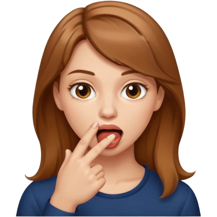 Una mujer mordiendose el dedo emoji