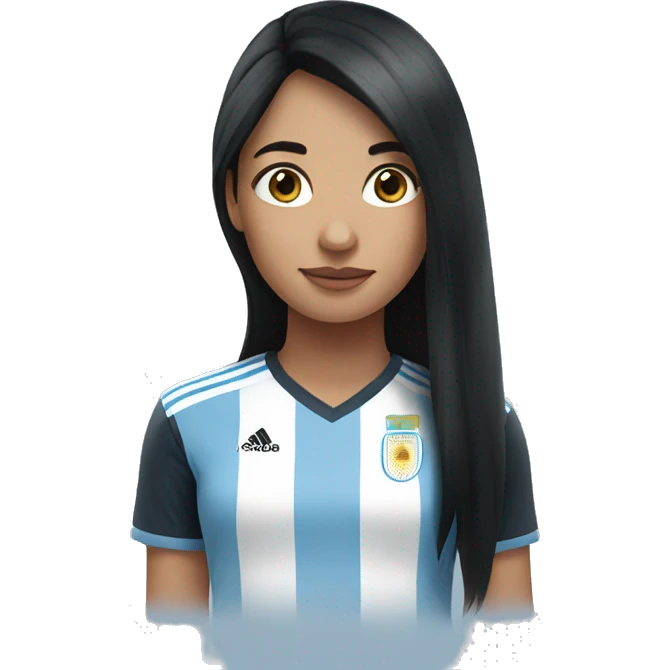 Girl with long black hair wearing Argentina jersey emoji