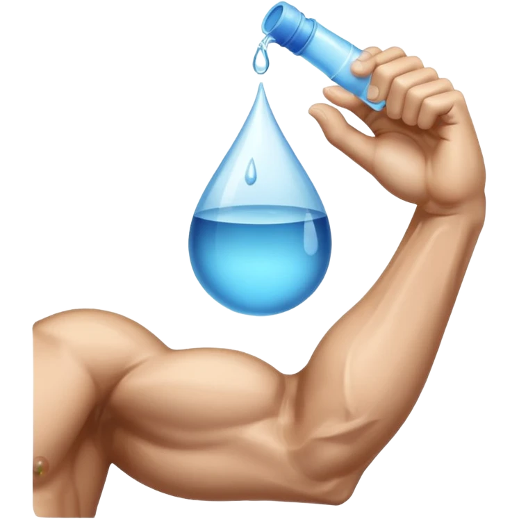 Drop of water shaped like a single bicep emoji