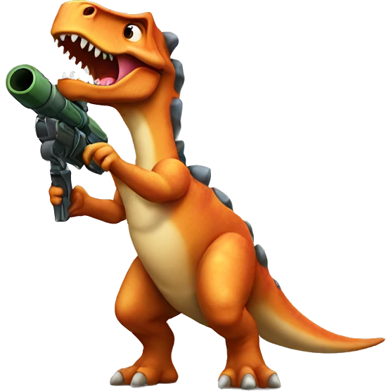 Dinosaur with rocket launcher emoji