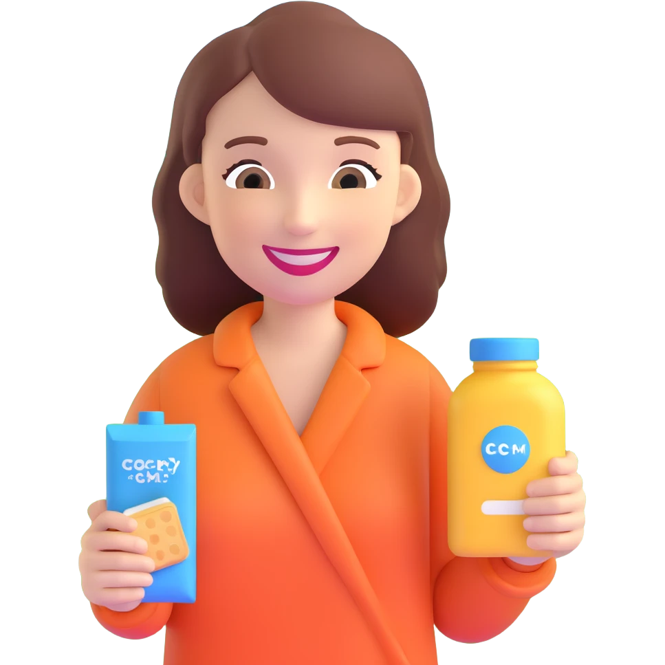 woman promoting a product to customers outdoors emoji