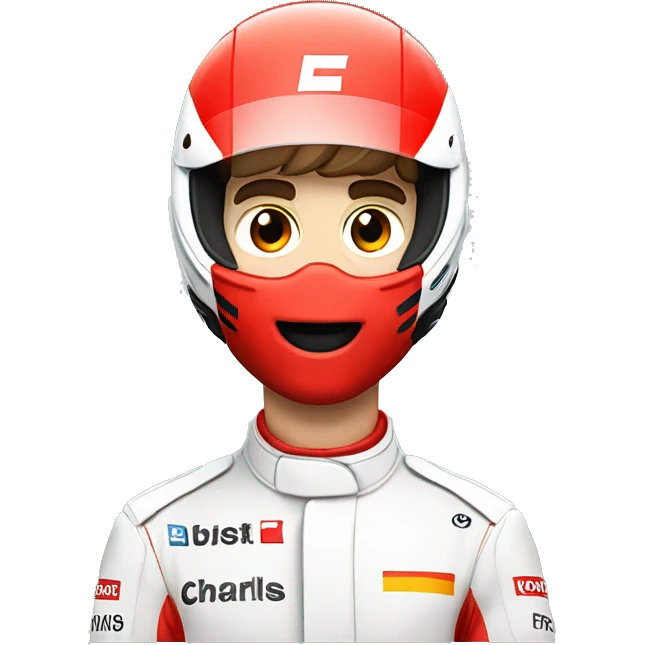 F1 car with an red helmet inspired by charles leclerc emoji