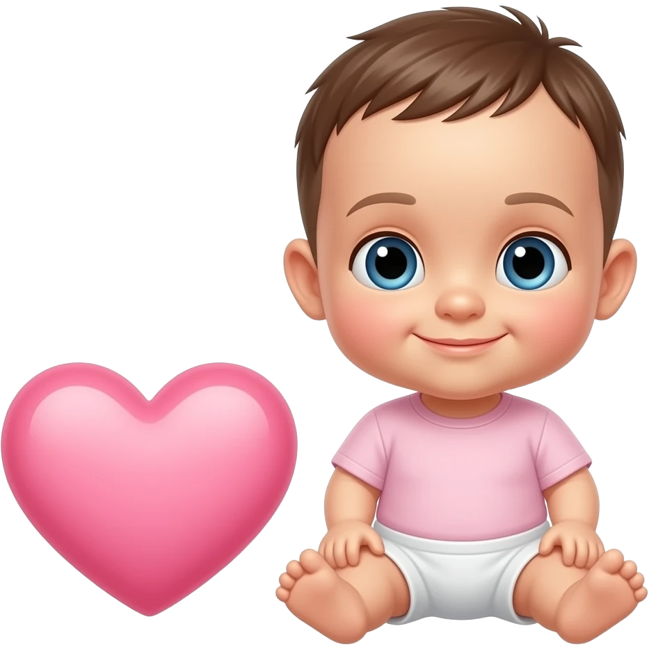 Corazón rosado claro junto a un bebe emoji
