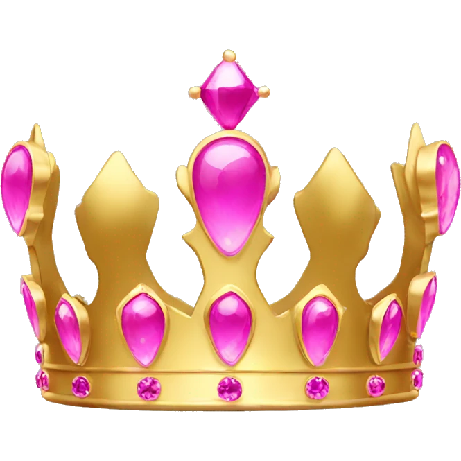 Simple gold queen crown with pink jewels emoji