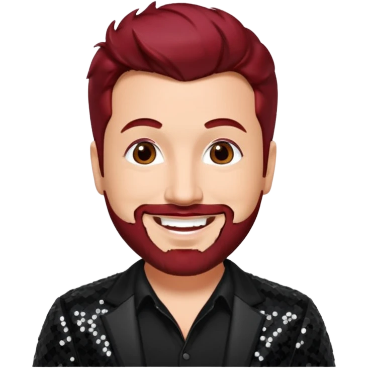 Joey Fatone from 'N Sync with dark red hair, black sequin outfit emoji