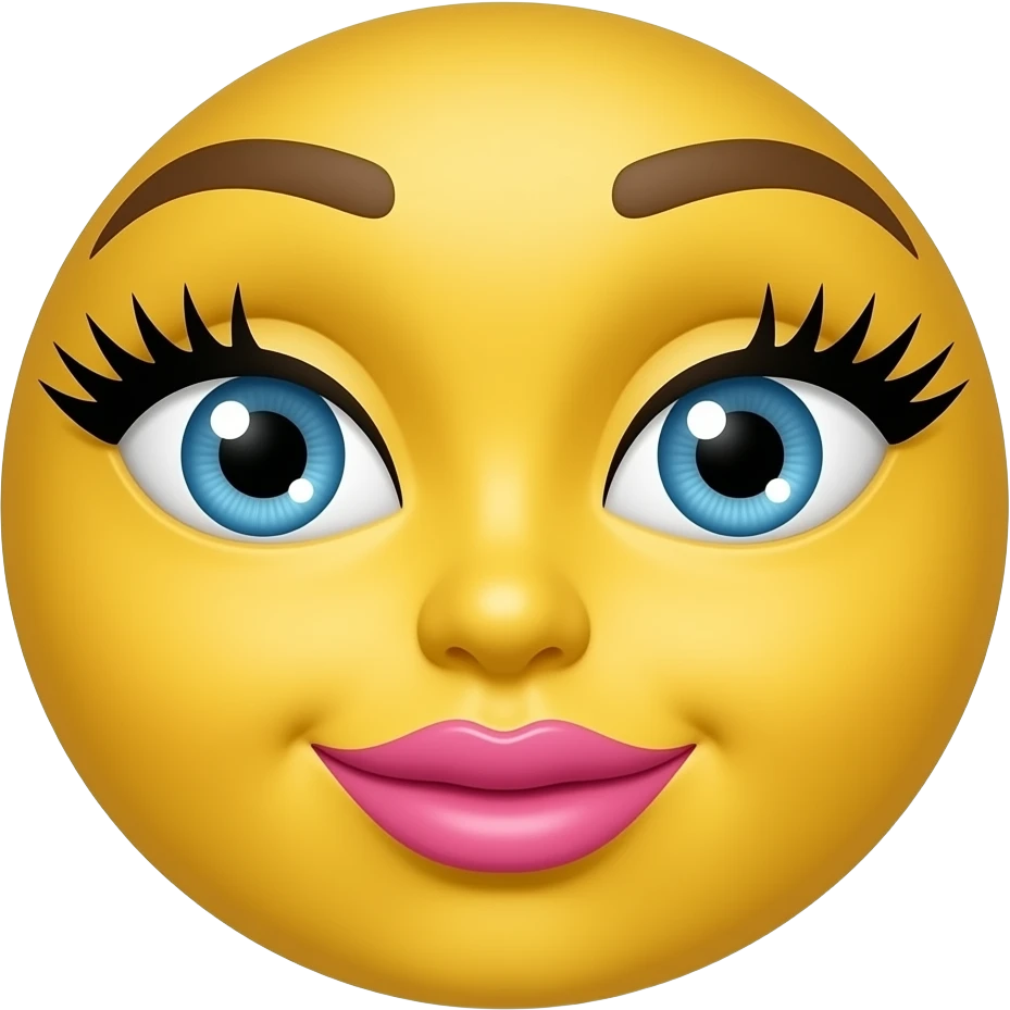 Yellow face ,long lashes,pink lips, eyes rolling, sassy girl emoji