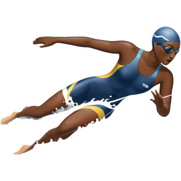 An icon featuring a swimmer in mid-stroke, cutting through the water with a strong, fluid motion. The design includes ripples around the swimmer’s body and a pool lane line in the background, symbolizing speed and technique in swimming. Transparent background highlights the grace emoji