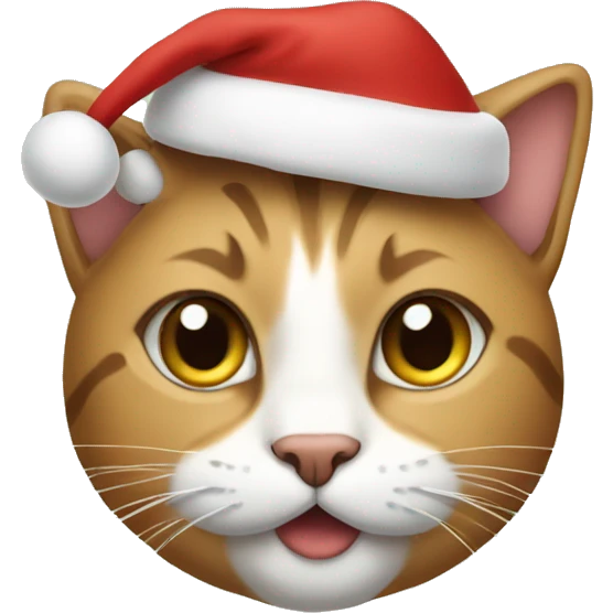 Cat wearing a Christmas hat emoji