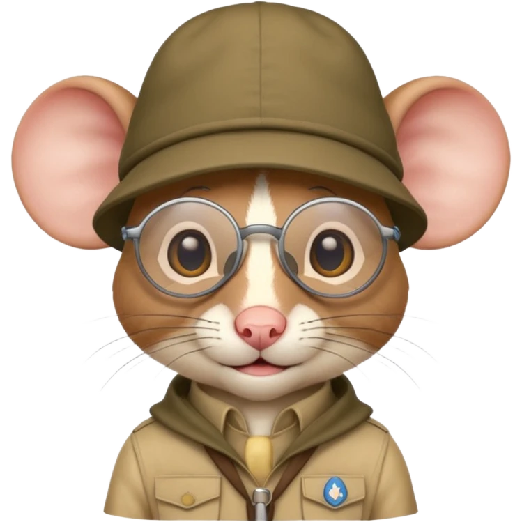 humaniod mice with a scout hat with glasses emoji