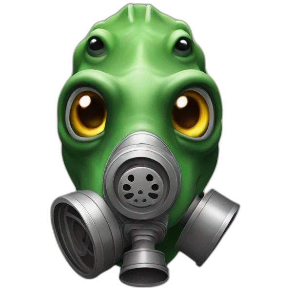 dinosaur with gas mask emoji