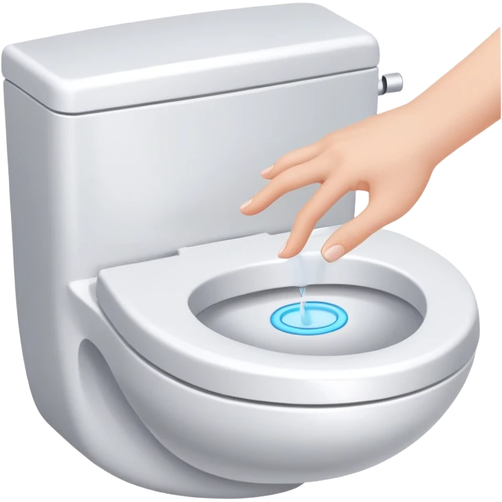 hand pressing the flush button on a toilet, clean and friendly emoji