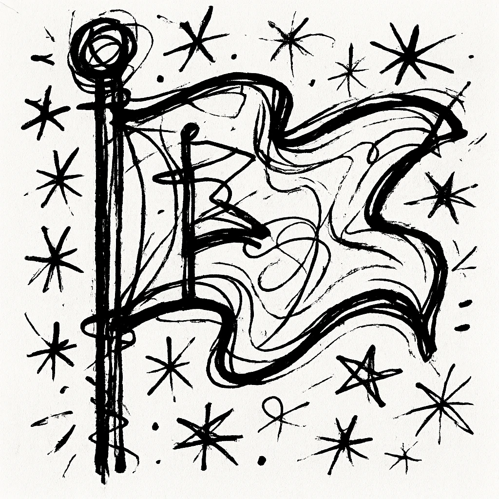 A flag, chaotic doodle icon emoji