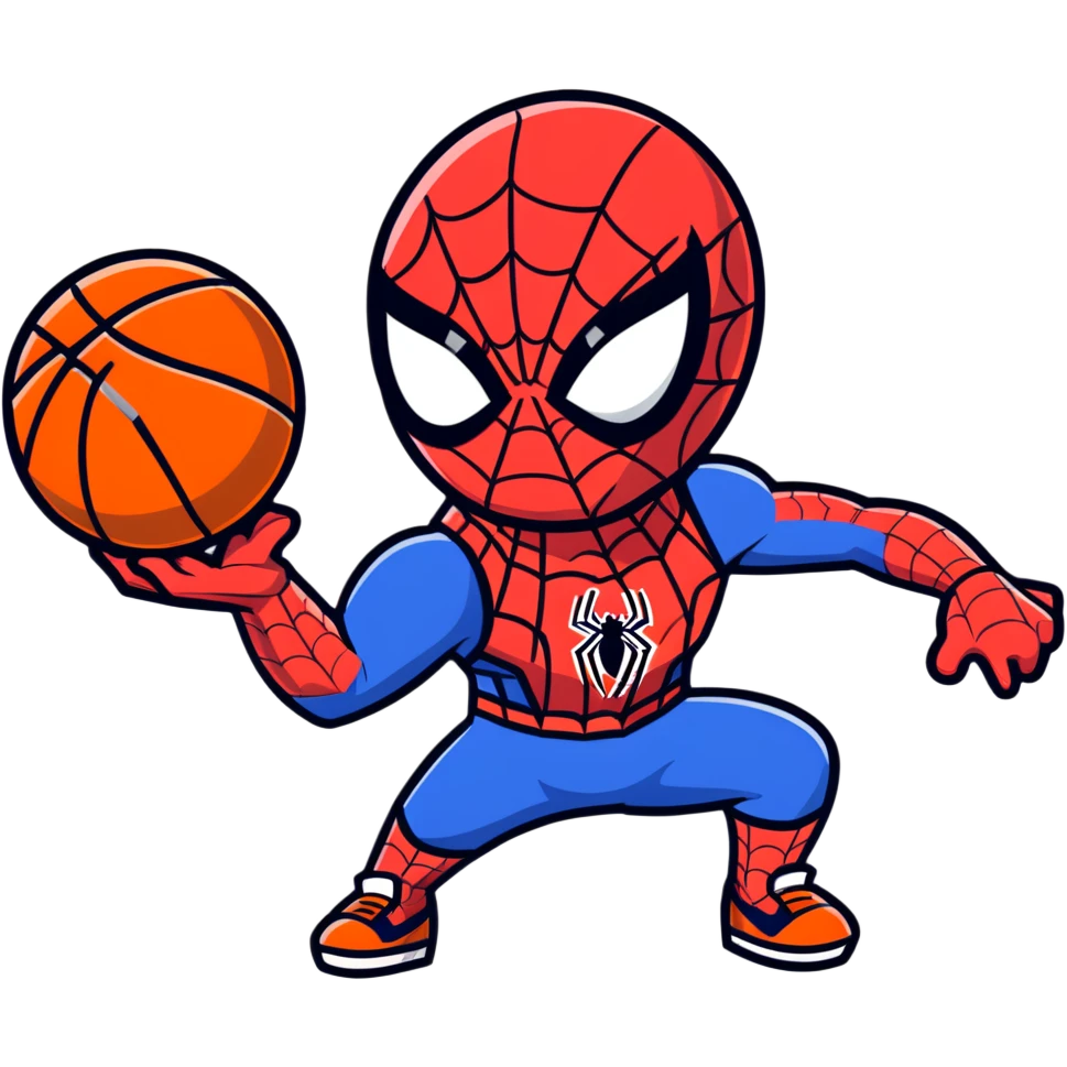 Spider-Man with basketball emoji
