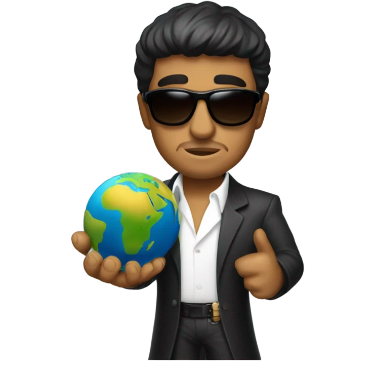 Tony Montana sunglasses with the world in his hands emoji