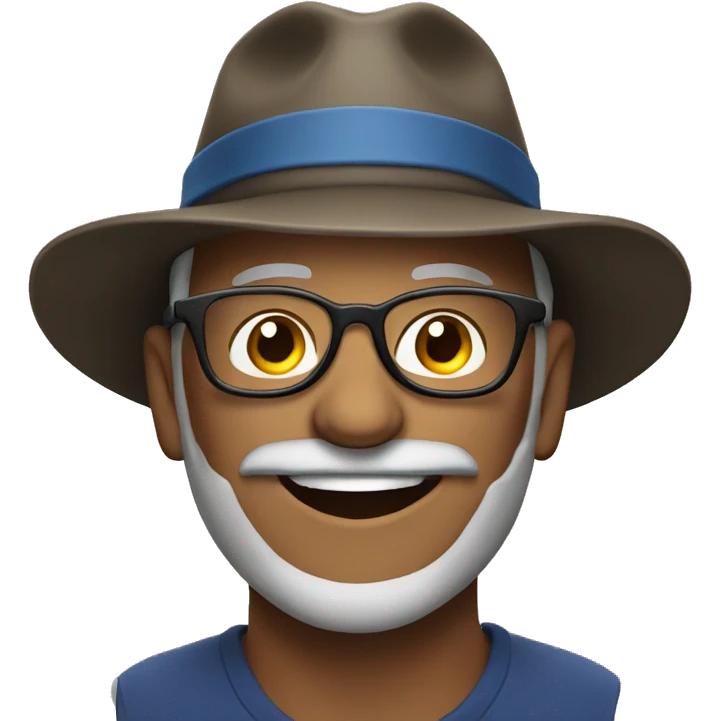 smiling Mature man with hat and beard and glasses emoji