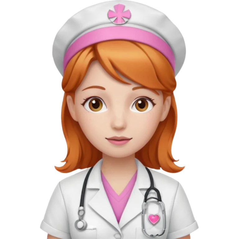 girly nurse with pink accessories and ginger hair emoji