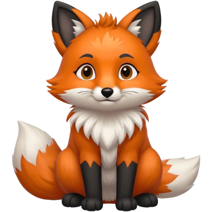 Floofy the Creampuff fox blackish gray fur color chubby Black paws orange color 3 tails emoji