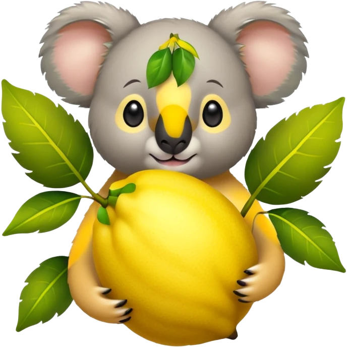 Koala holding big lemon emoji