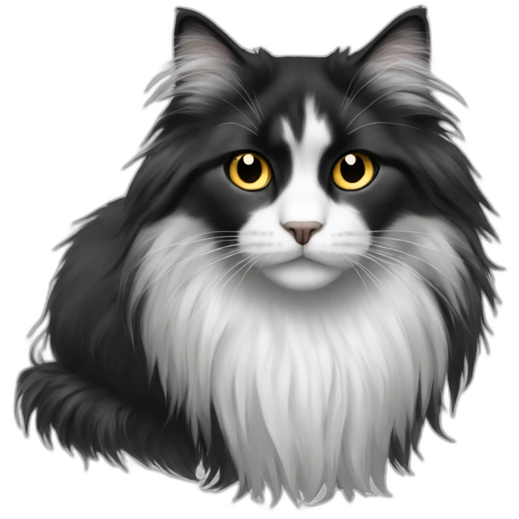 A domestic long hair chat with white and black furr emoji