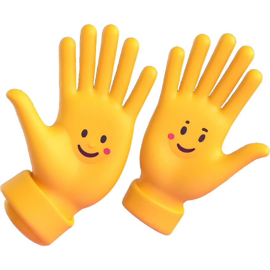 Two open hands in emoji style, tilted to the right as if pushing a swing, with motion lines behind them to show movement. Minimal background, clean cartoon style emoji