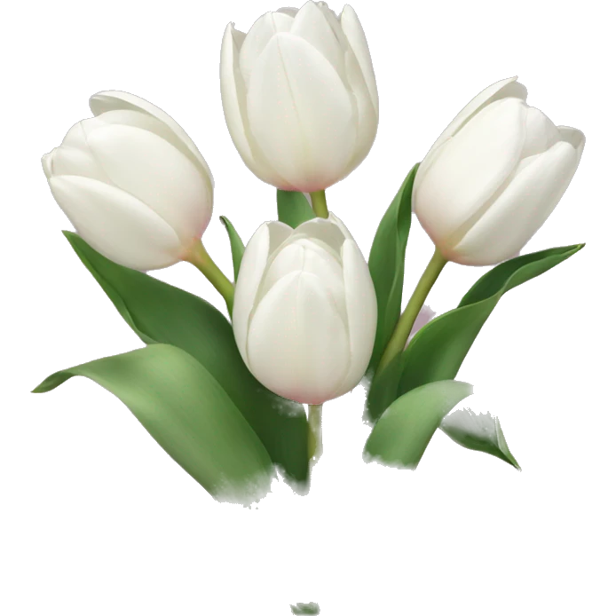 6 white Tulips with a little pink ribbon  emoji
