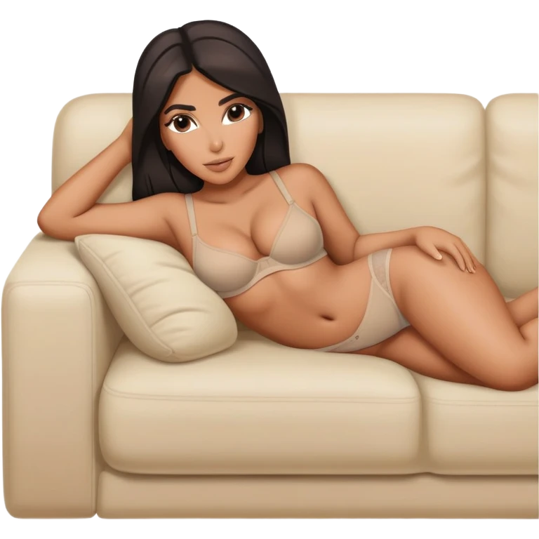 hypereal fullbody kim kardashian in undies lying on couch comfy emoji