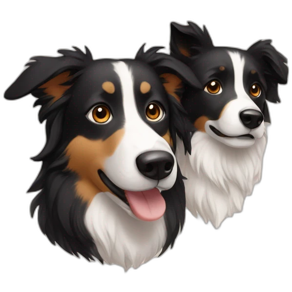 man and woman and Black colour hair Border collie with Brown eyes and a stout on the nose emoji