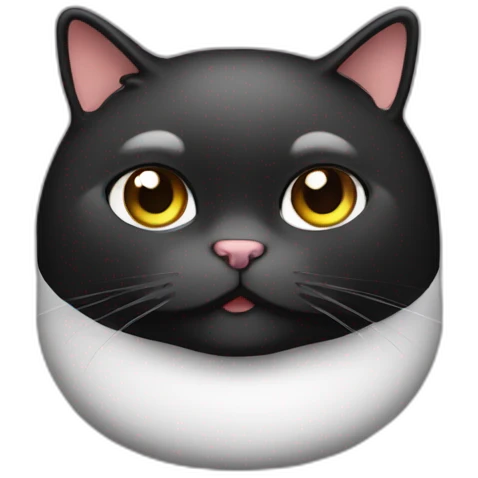 Fat cat wearing black emoji