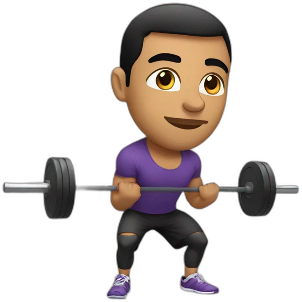 latin man, 30 years old, doing squat with a bar in the gym emoji